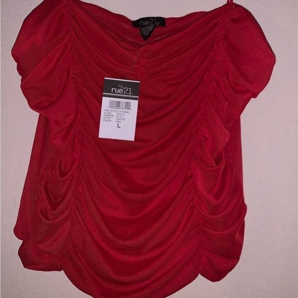 NWT Rue21 red mesh ruched sheer cami L - Picture 3 of 3
